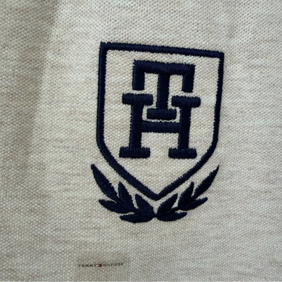 NWT TOMMY HILFIGER XL Beige and Black Short Sleeve VNeck Polo Shirt Casual LOGO - Picture 3 of 6